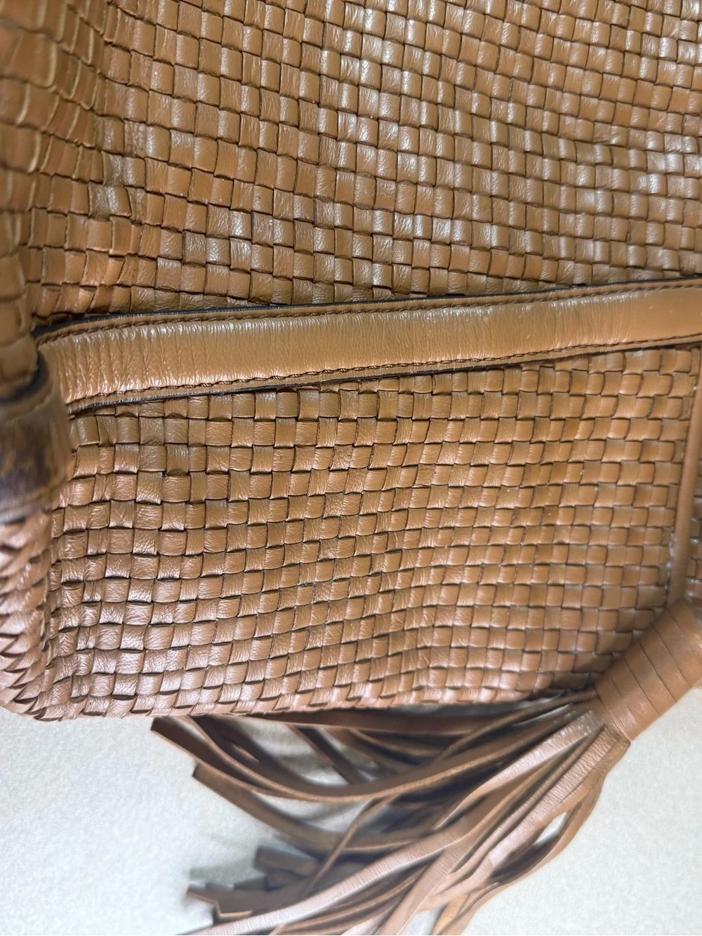 Brown Woven Leather Cole Haan Large Tote Bag